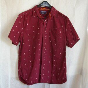 Denim & Flower Maroon Button Shirt with Anchor Pattern